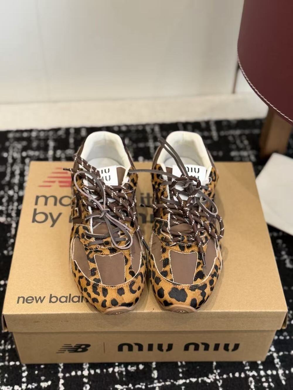 Miu Miu x New Balance Leopard Print Low Top Sneakers